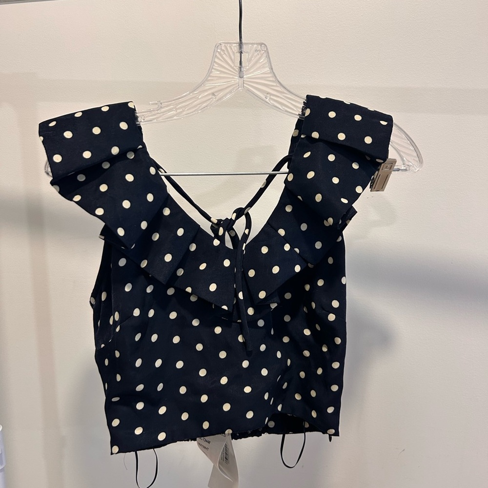 Lucy Paris Navy Polka Dot Crop Top